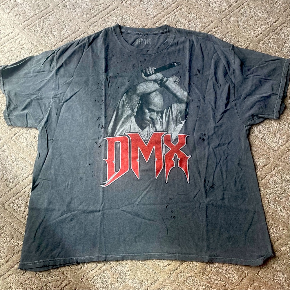 DMX / Distressed Washed Charcoal Color Graphic T-Shirt Adult Size 2X